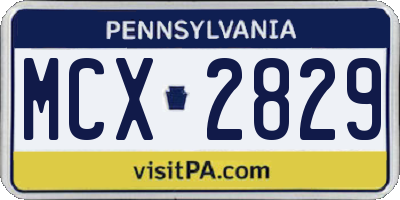PA license plate MCX2829