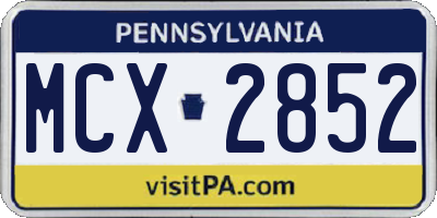 PA license plate MCX2852