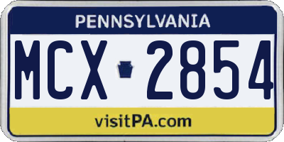 PA license plate MCX2854