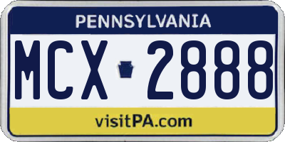 PA license plate MCX2888