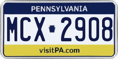 PA license plate MCX2908