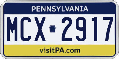 PA license plate MCX2917