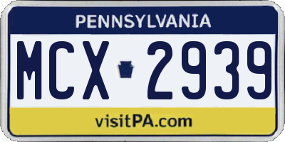 PA license plate MCX2939