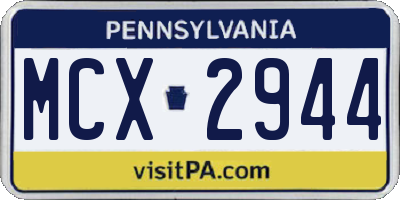 PA license plate MCX2944