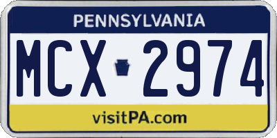 PA license plate MCX2974