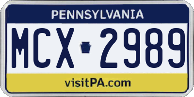 PA license plate MCX2989