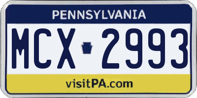 PA license plate MCX2993