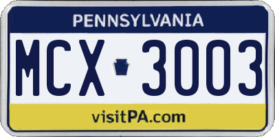 PA license plate MCX3003