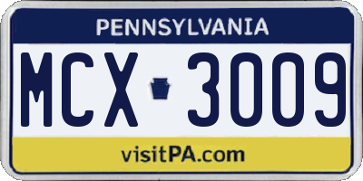 PA license plate MCX3009