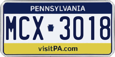 PA license plate MCX3018