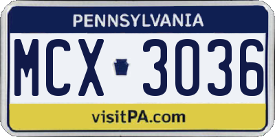 PA license plate MCX3036