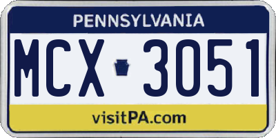 PA license plate MCX3051