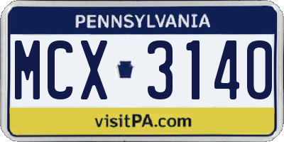 PA license plate MCX3140