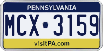 PA license plate MCX3159