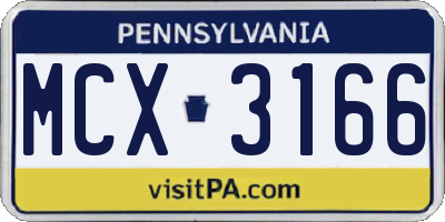 PA license plate MCX3166