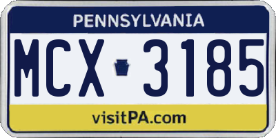 PA license plate MCX3185