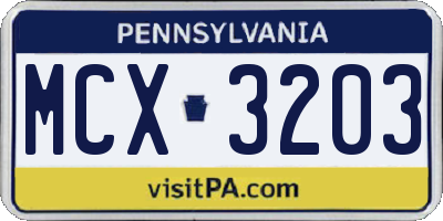 PA license plate MCX3203