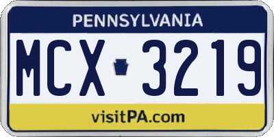 PA license plate MCX3219