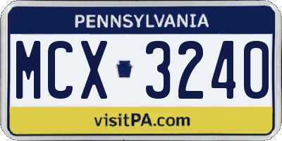 PA license plate MCX3240