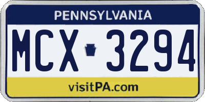 PA license plate MCX3294