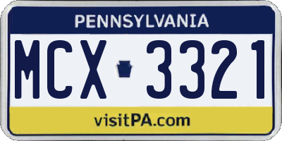 PA license plate MCX3321
