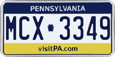 PA license plate MCX3349
