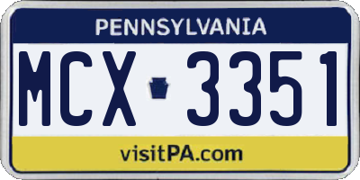 PA license plate MCX3351