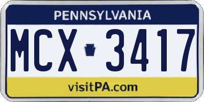 PA license plate MCX3417