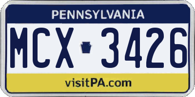 PA license plate MCX3426