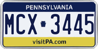 PA license plate MCX3445