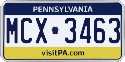 PA license plate MCX3463