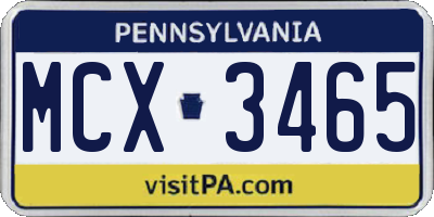 PA license plate MCX3465