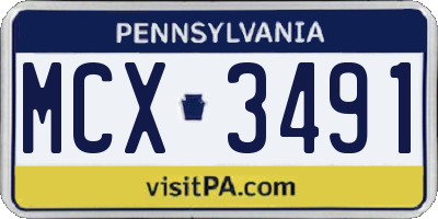 PA license plate MCX3491