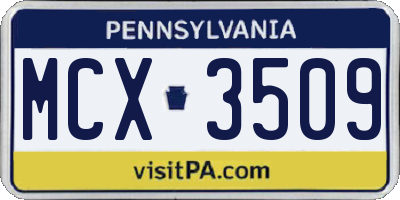 PA license plate MCX3509