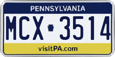 PA license plate MCX3514