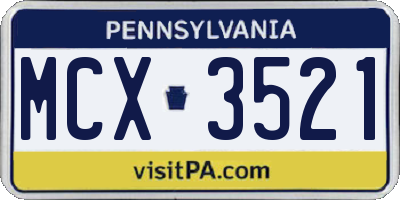 PA license plate MCX3521