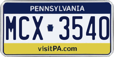 PA license plate MCX3540