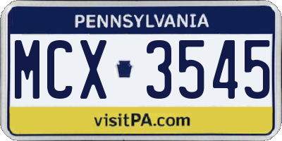 PA license plate MCX3545