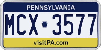 PA license plate MCX3577