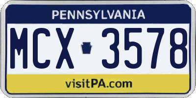 PA license plate MCX3578