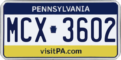 PA license plate MCX3602