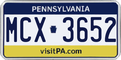 PA license plate MCX3652