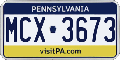 PA license plate MCX3673