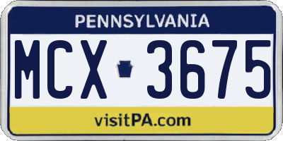 PA license plate MCX3675