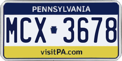 PA license plate MCX3678