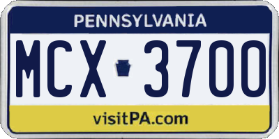 PA license plate MCX3700