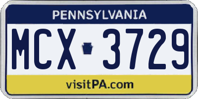 PA license plate MCX3729