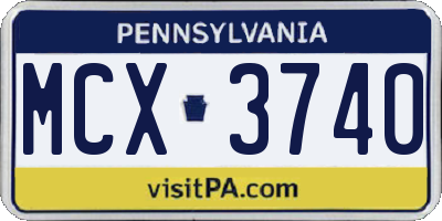 PA license plate MCX3740