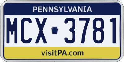 PA license plate MCX3781