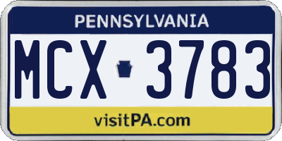 PA license plate MCX3783